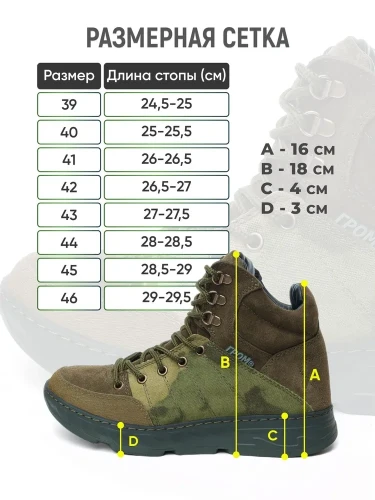 Ботинки Гром тактические летние, размер 45