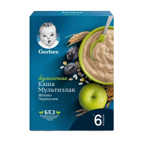 Каша Gerber безмолочная с яблоком и черносливом, с 6 мес. 180г