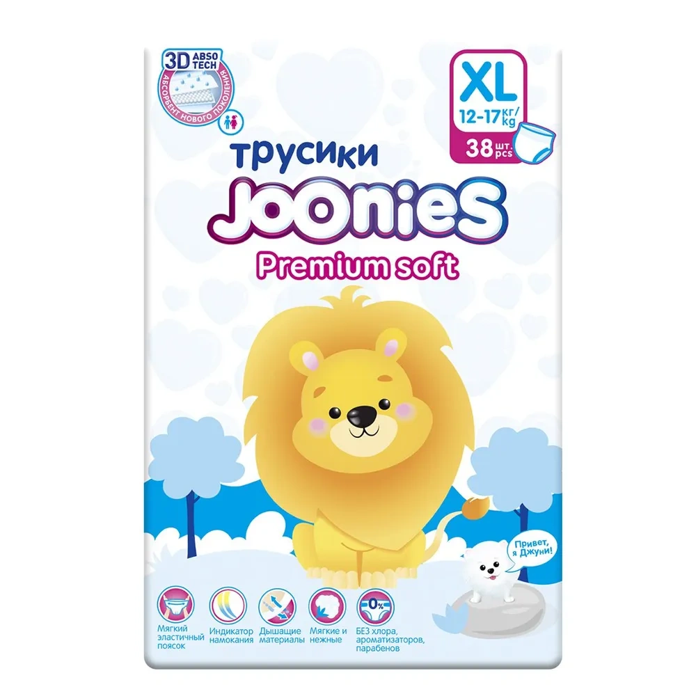 Подгузники-трусики Joonies premium soft размер ХL (12-17кг) 38шт