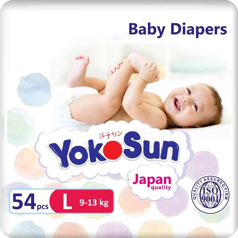 YokoSun подгузники L (9-13кг) 54 штуки в упаковке