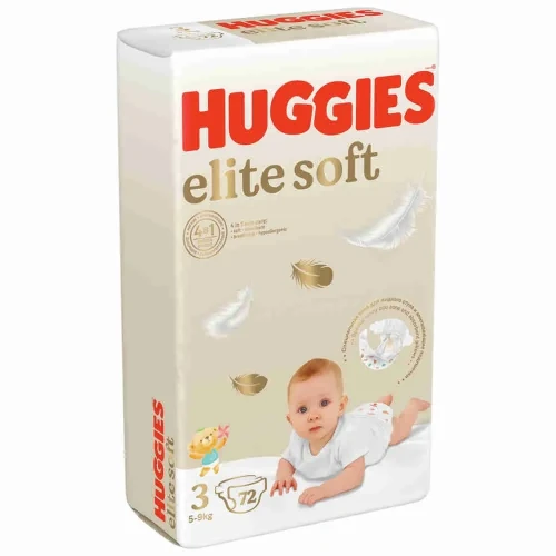 Huggies elite soft подгузники 3 (5-9 кг) 72 штуки в упаковке