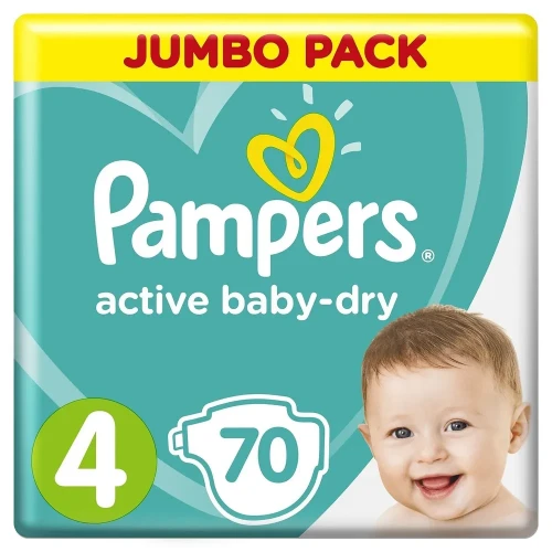 Подгузники Pampers Active Baby-Dry размер 4 (9-14 кг) 70шт в упаковке
