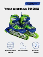 Фотография товара Коньки роликовые COSMORIDE Sunshine, размер 31-34, цвет синий-зеленый