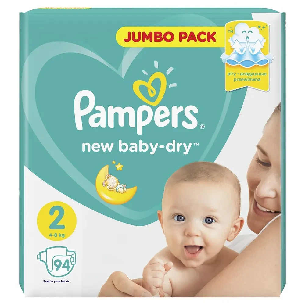 Подгузники Pampers Active Baby-Dry размер 2 (4-8 кг) 94шт в упаковке