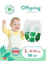 Фотография товара Подгузники-трусики Offspring размер L (9-14 кг) 36шт в упаковке (расцветка Тропики)