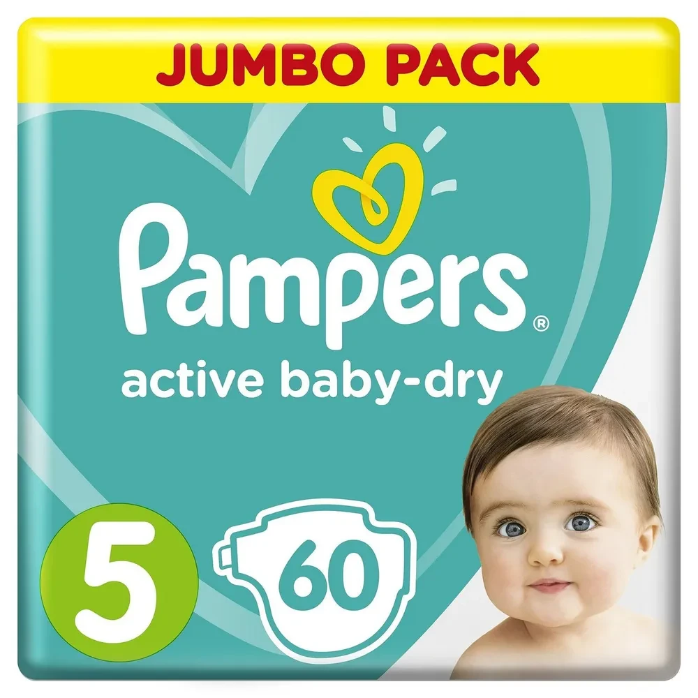 Подгузники Pampers Active Baby-Dry размер 5 (11-16 кг) 60шт в упаковке