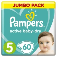 Фотография товара Подгузники Pampers Active Baby-Dry размер 5 (11-16 кг) 60шт в упаковке
