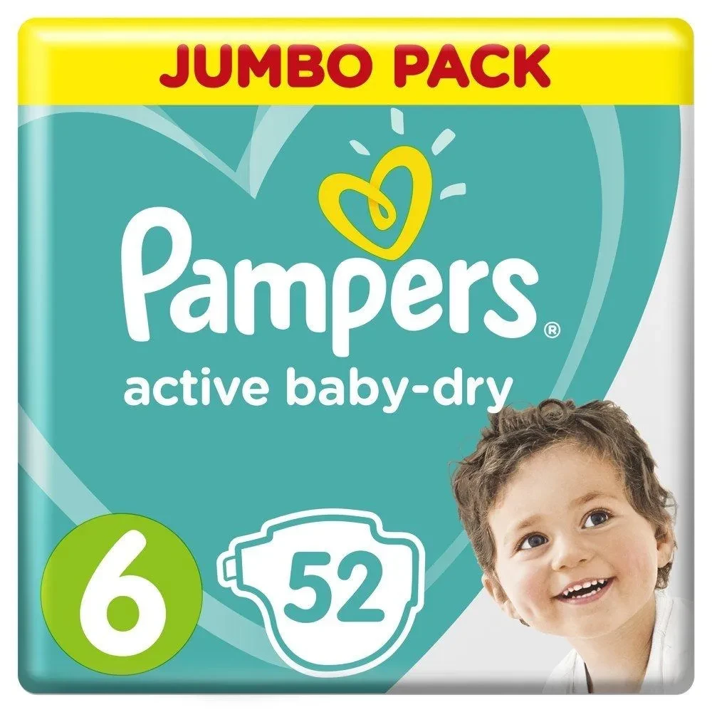 Подгузники Pampers Active Baby-Dry размер 6 (13-18 кг) 52шт в упаковке