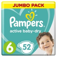 Фотография товара Подгузники Pampers Active Baby-Dry размер 6 (13-18 кг) 52шт в упаковке