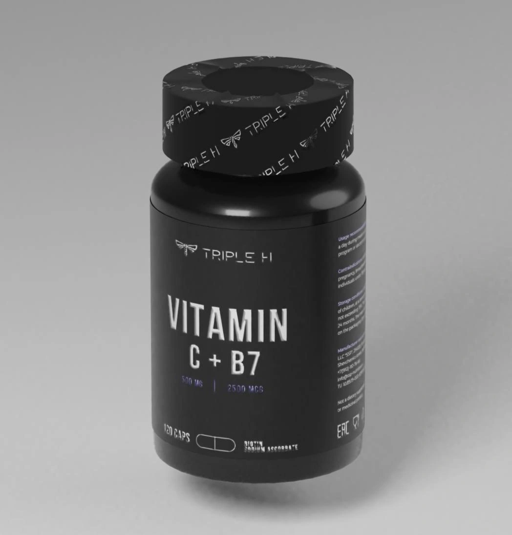 TRIPLE H Vitamin C + B7, 120 капсул