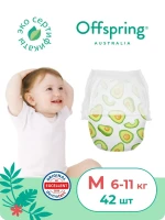 Фотография товара Подгузники-трусики Offspring размер M (6-11 кг) 42шт в упаковке (расцветка Авокадо)