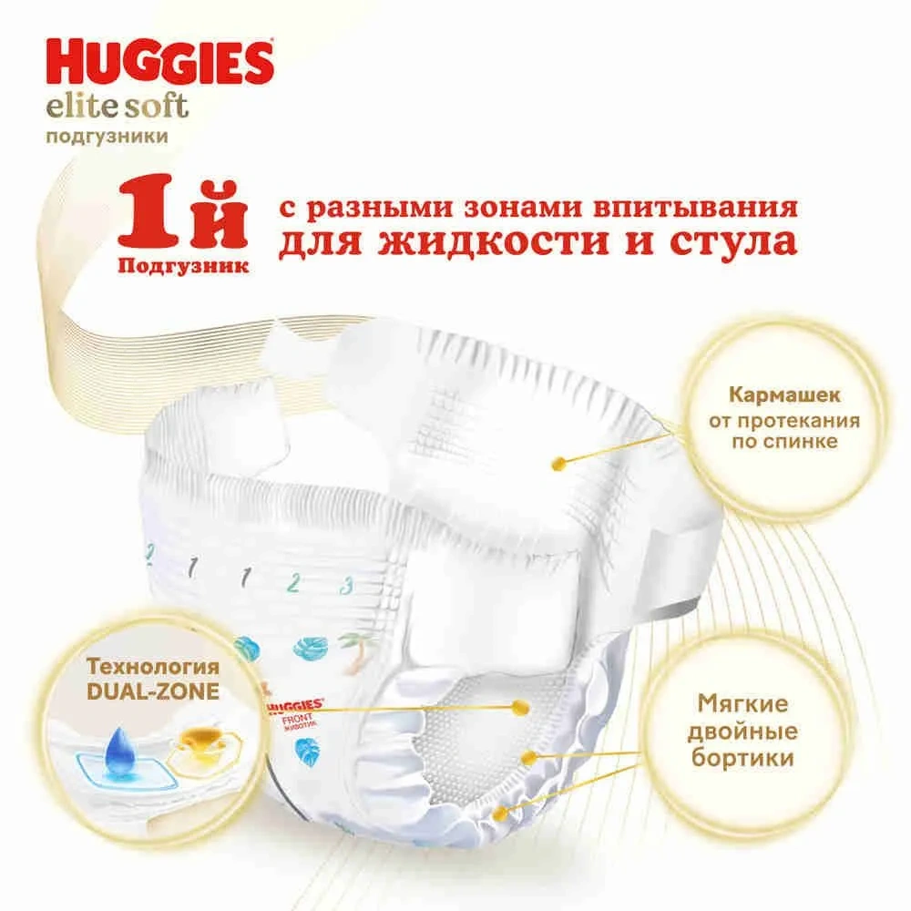 Huggies elite soft подгузники 3 (5-9 кг) 72 штуки в упаковке