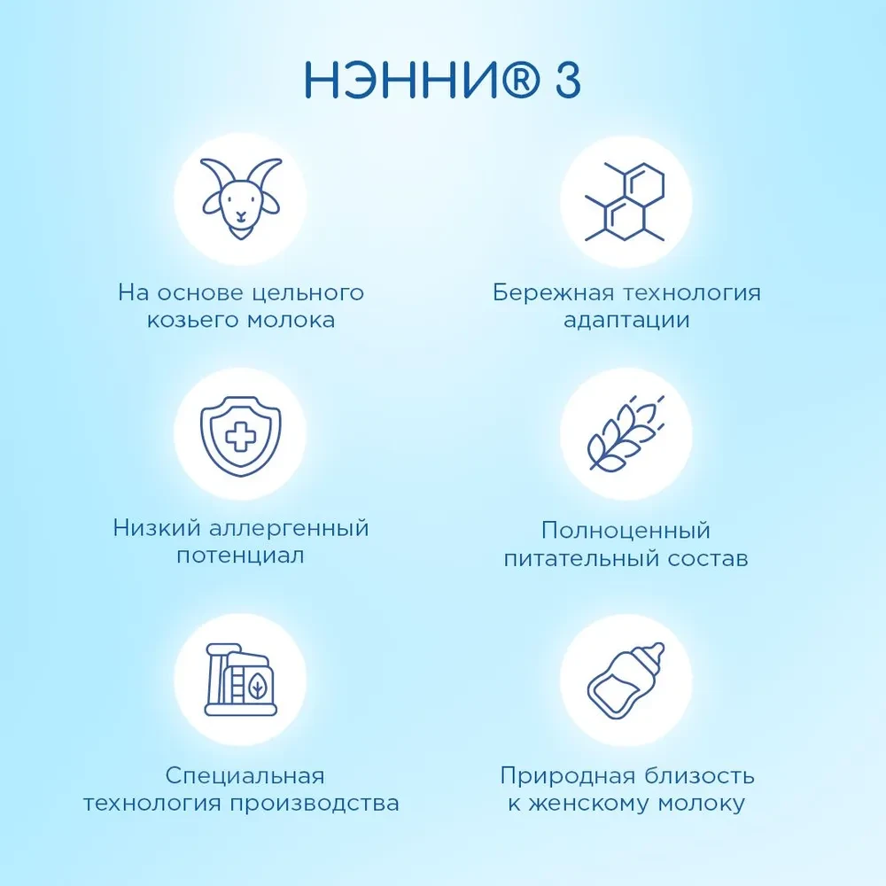 Смесь НЭННИ с пребиотиками 3, на козьем молоке 800г