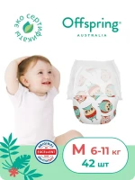 Фотография товара Подгузники-трусики Offspring размер M (6-11 кг) 42шт в упаковке (расцветка Совы)