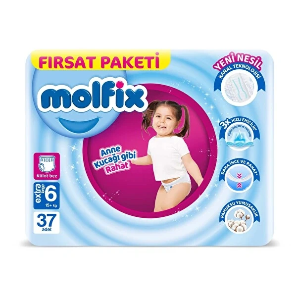 Molfix подгузники-трусики 6 (15+ кг) 37 штук в упаковке