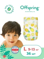 Фотография товара Подгузники Offspring размер L (9-13 кг) 36шт в упаковке (расцветка Ананасы)