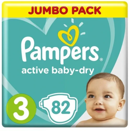 Подгузники Pampers Active Baby-Dry размер 3 (6-10 кг) 82шт в упаковке