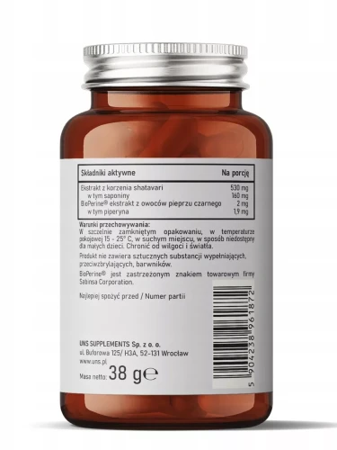 UNS Shatavari + BioPerine 60 капсул